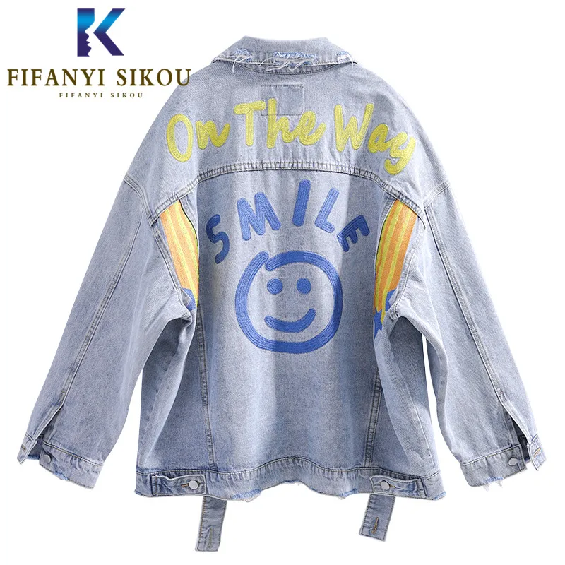 2020 Autumn Women Ripped Denim Jacket Fashion Embroidery Lapel Loose Jeans Jacket Women Korean Casual Long Sleeve Jeans Coat
2020 Autumn Women Ripped Denim Jacket Fashion Embroidery Lapel Loose Jeans Jacket Women Korean Casual Long Sleeve Jeans Coat