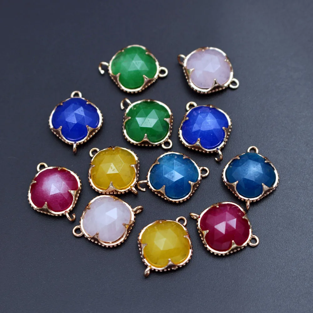 10pcs Faceted Square Natural Red Blue Pink Jade Stone Pendant 2 Loops Connector For DIY Fashion Bracelet Earrings Jewelry Making
10pcs Faceted Square Natural Red Blue Pink Jade Stone Pendant 2 Loops Connector For DIY Fashion Bracelet Earrings Jewelry Making