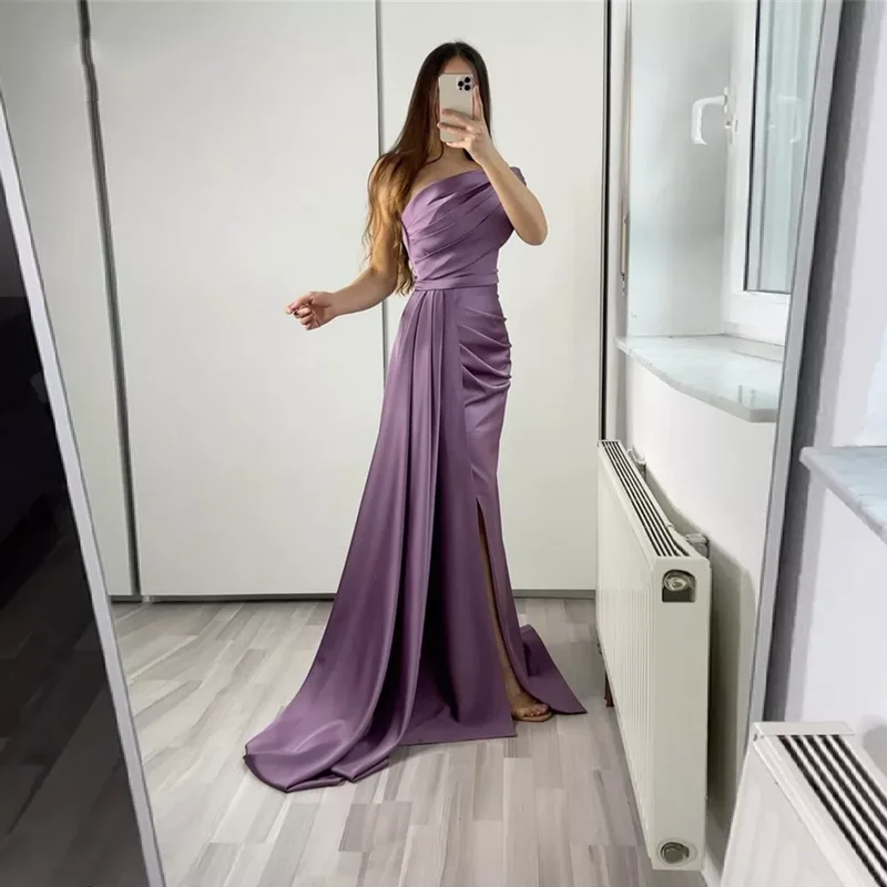 Sexy Side Slit Long Evening Dresses 2022 One Shoulder Pleat Satin Formal Bridal Gowns Long Vestidos De Festa Plus Size
Sexy Side Slit Long Evening Dresses 2022 One Shoulder Pleat Satin Formal Bridal Gowns Long Vestidos De Festa Plus Size