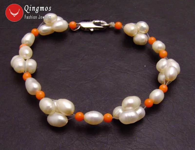 Женский браслет Qingmos из натурального белого жемчуга 5-6 мм с оранжевым коралловым браслетом 4 мм, ювелирные украшения для женщин, 7,5 дюйма
Женский браслет Qingmos из натурального белого жемчуга 5-6 мм с оранжевым коралловым браслетом 4 мм, ювелирные украшения для женщин, 7,5 дюйма