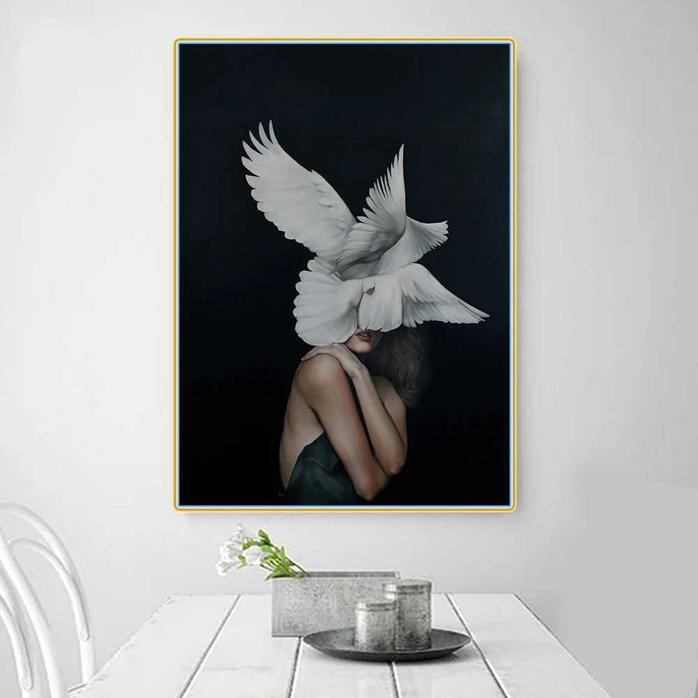 Citon Wing Feather Headwear Sexy Woman Surrealism Scandinavian Canvas Oil Painting Artwork Picture Wall Decor Home Decoration
Citon Wing Feather Headwear Sexy Woman Surrealism Scandinavian Canvas Oil Painting Artwork Picture Wall Decor Home Decoration