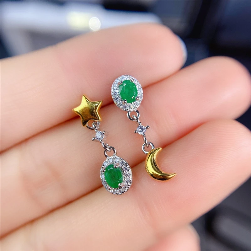 WEAINY Asymmetrical Emerald Earrings, S925 Silver Earrings, Moon and Stars Earrings, Exquisite Women's Earrings
WEAINY Asymmetrical Emerald Earrings, S925 Silver Earrings, Moon and Stars Earrings, Exquisite Women's Earrings