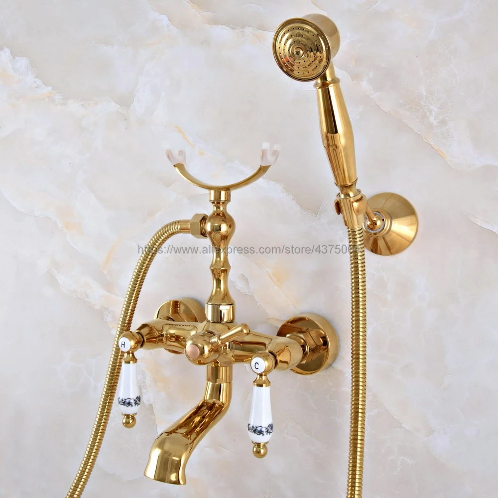 Bathtub Faucets Gold Color Brass Bathtub Faucets Rain Shower Head Tap Luxury Ceramic Telephone Wall Bath Faucet Nna909
Bathtub Faucets Gold Color Brass Bathtub Faucets Rain Shower Head Tap Luxury Ceramic Telephone Wall Bath Faucet Nna909