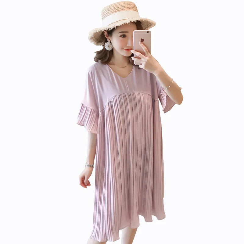 Summer Loose Short Sleeve Dress Maternity Pleated Chiffon Pregnancy Dresses For Pregnant Women Maternity Clothes
Summer Loose Short Sleeve Dress Maternity Pleated Chiffon Pregnancy Dresses For Pregnant Women Maternity Clothes