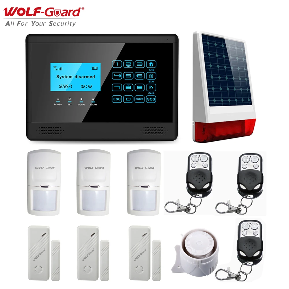 Беспроводная домашняя сигнализация Wolf-Guard с ЖК-дисплеем, GSM, SMS, охранная система, Солнечная Сирена, PIR датчик движения, дверной датчик, дистанционное управление
Беспроводная домашняя сигнализация Wolf-Guard с ЖК-дисплеем, GSM, SMS, охранная система, Солнечная Сирена, PIR датчик движения, дверной датчик, дистанционное управление