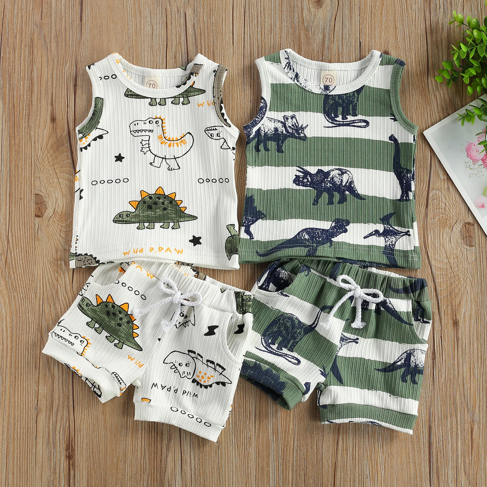 FOCUSNORM Summer Infant Baby Boys Girls Tracksuits Cartoon Dinosaur Print Sleeveless Vest + Elastic Shorts Clothes Set
FOCUSNORM Summer Infant Baby Boys Girls Tracksuits Cartoon Dinosaur Print Sleeveless Vest + Elastic Shorts Clothes Set
