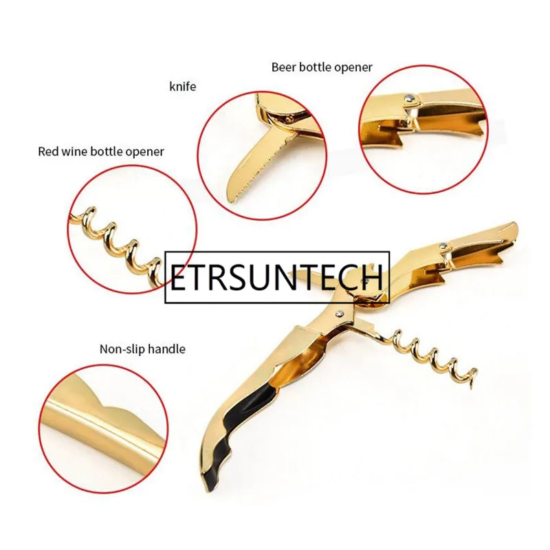 100Pcs/Lot Multifunctional Bottle Opener Gold Wine Corkscrew Opener Gadgets Stainless Steel Beer Bottle Can Remover Kitchen Tool
100Pcs/Lot Multifunctional Bottle Opener Gold Wine Corkscrew Opener Gadgets Stainless Steel Beer Bottle Can Remover Kitchen Tool