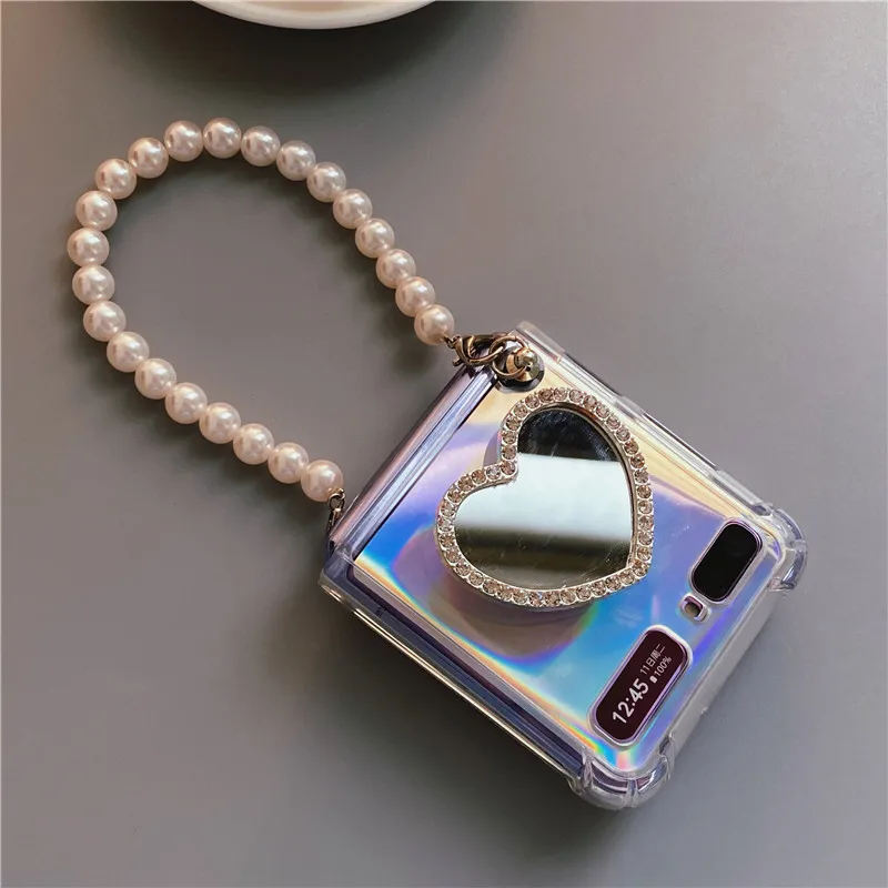 Pearl Hand Chain Handbag Case Cover For Samsung Galaxy Z Flip 5G 3 Diamond Love Mirror Stand Holder With Laser Card Fundas Capa
Pearl Hand Chain Handbag Case Cover For Samsung Galaxy Z Flip 5G 3 Diamond Love Mirror Stand Holder With Laser Card Fundas Capa