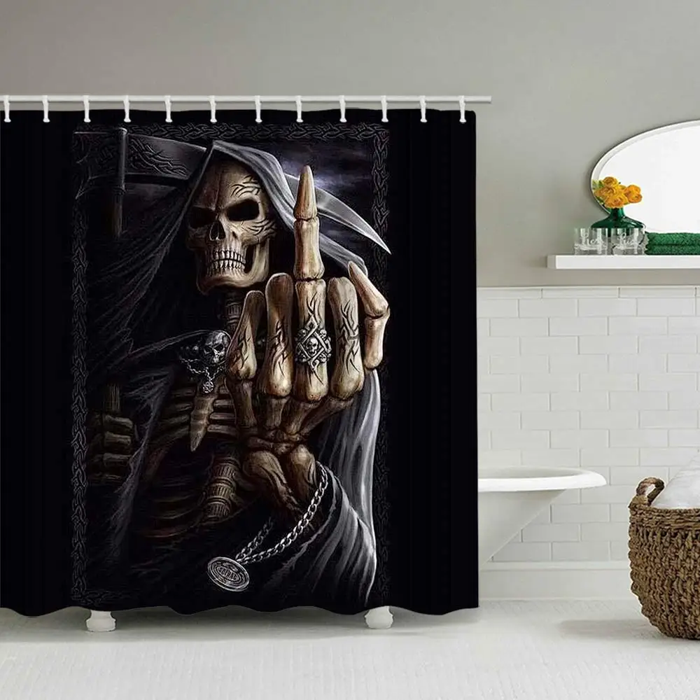 Hot sale printing waterproof horror skull death bathroom shower curtain partition curtain optional kit
Hot sale printing waterproof horror skull death bathroom shower curtain partition curtain optional kit