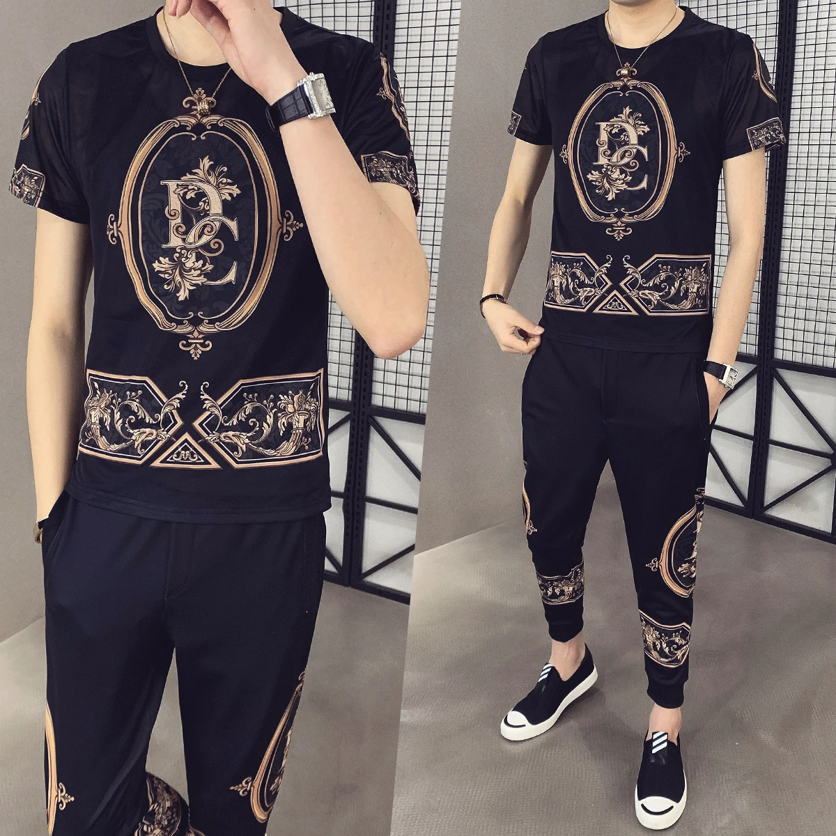 Men 2020 Tracksuit Summer Set Men Slim Fit Outfits Men Set Short Sleeve T Shirt 2 Piece Set Top And Pants Men High Quality
Men 2020 Tracksuit Summer Set Men Slim Fit Outfits Men Set Short Sleeve T Shirt 2 Piece Set Top And Pants Men High Quality