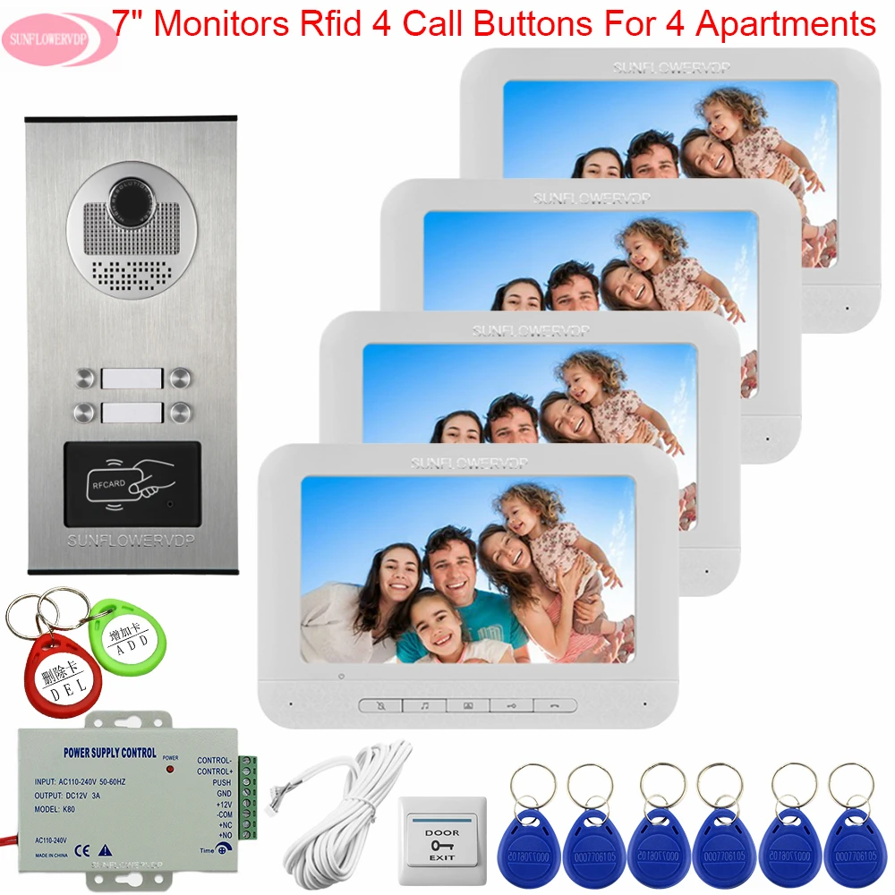 7inchs White Color Door Station For Video Intercom 4 Monitors Video Door Phone Video Intercoms For a Private House Intercom Kit
7inchs White Color Door Station For Video Intercom 4 Monitors Video Door Phone Video Intercoms For a Private House Intercom Kit