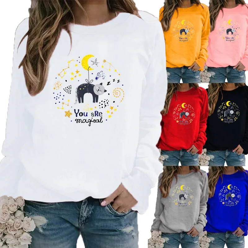 Fashion Women Autumn and Winter Printing Sweatshirt Long Sleeve Loose Casual Shirt Ladies Shirt Plus Size Round Neck
Fashion Women Autumn and Winter Printing Sweatshirt Long Sleeve Loose Casual Shirt Ladies Shirt Plus Size Round Neck