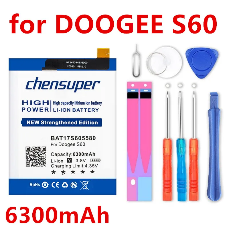 2pcs/chensuper BAT17M15580 BAT17S605580 6300mAh Battery for DOOGEE S60 free tools
2pcs/chensuper BAT17M15580 BAT17S605580 6300mAh Battery for DOOGEE S60 free tools