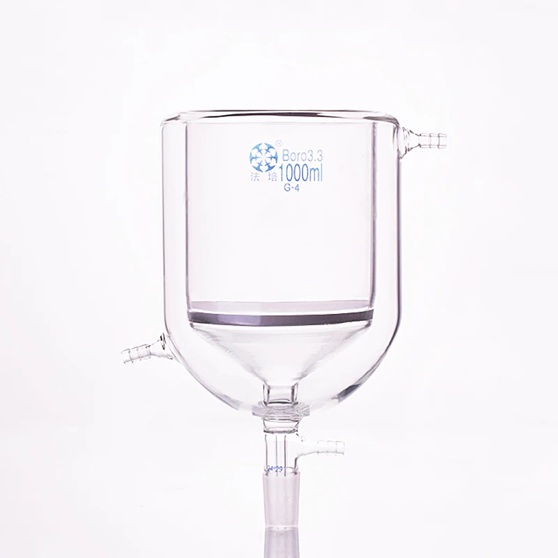Double deck sand core filter funnel,1000ml,Joint 24/29,Jacketed glass sand plate bush funnel with ground joint,Filtration funnel
Double deck sand core filter funnel,1000ml,Joint 24/29,Jacketed glass sand plate bush funnel with ground joint,Filtration funnel