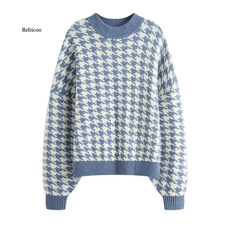 Women Fashion Oversized Jumper Houndstooth Knitted Sweaters Vintage Long Sleeve Loose Female Pullovers Chic Tops
Women Fashion Oversized Jumper Houndstooth Knitted Sweaters Vintage Long Sleeve Loose Female Pullovers Chic Tops