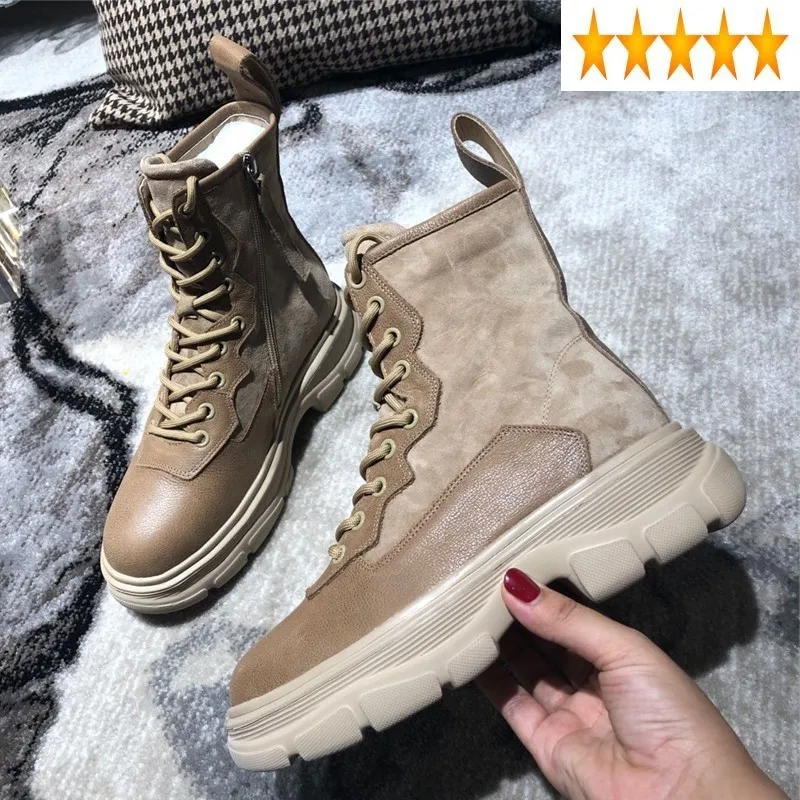 Women Platform Genuine Leather Casual Lace-Up Safety Ankle England Style Side Zip Biker Boots Zapatos De Mujer
Women Platform Genuine Leather Casual Lace-Up Safety Ankle England Style Side Zip Biker Boots Zapatos De Mujer