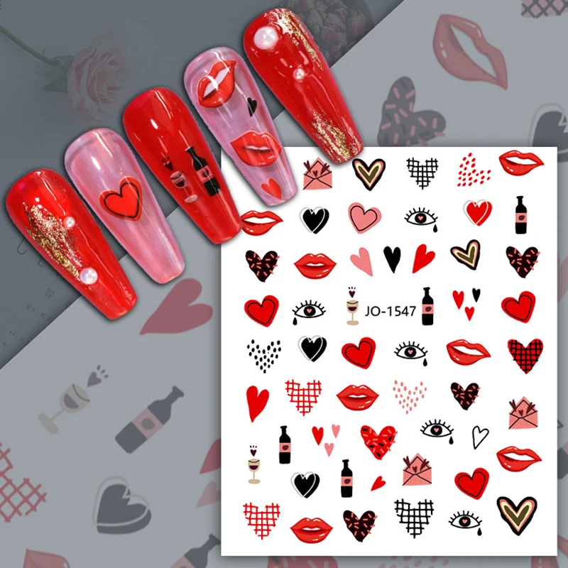 3D nail art sticker for Valentine's Day Japanese style sexy heart red mouth lipstick wine printing back glue nail decal YJ078
3D nail art sticker for Valentine's Day Japanese style sexy heart red mouth lipstick wine printing back glue nail decal YJ078