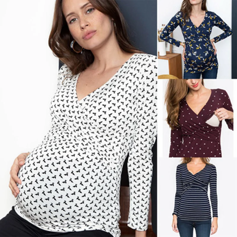 Maternity T-Shirts Spring and Autumn Maternity Wear V-Neck Long Sleeve Printed Cross Nursing T-Shirt Clothes for Pregnant Women
Maternity T-Shirts Spring and Autumn Maternity Wear V-Neck Long Sleeve Printed Cross Nursing T-Shirt Clothes for Pregnant Women