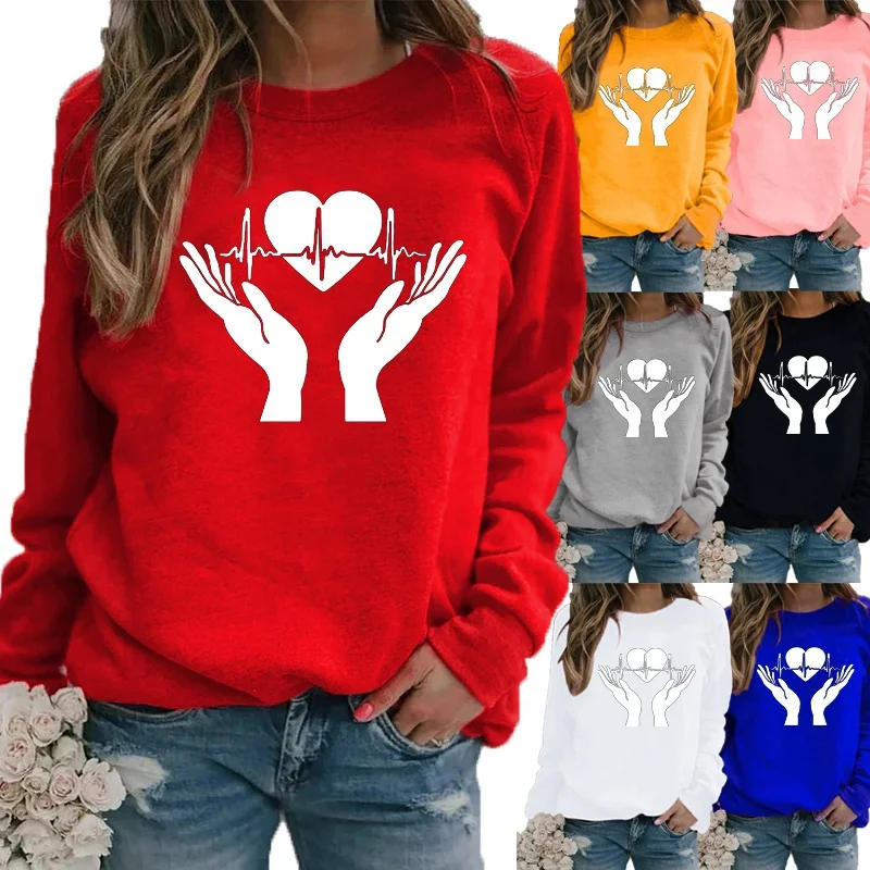 Winter Casual Women Fashion Printed Round Neck Long Sleeved Sweatshirt Loose Ladies Graphic T-shirt Blouse Plus Size
Winter Casual Women Fashion Printed Round Neck Long Sleeved Sweatshirt Loose Ladies Graphic T-shirt Blouse Plus Size