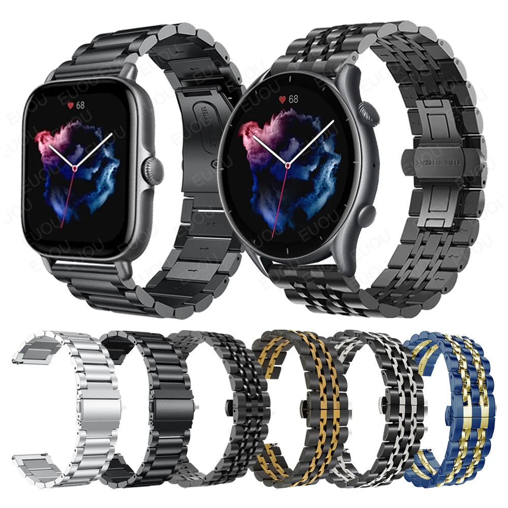 Ремешок из нержавеющей стали для Huami Amazfit GTR 3 Pro / GTS 3, металлический браслет для смарт-часов GTR 2e / Bip S U, аксессуары для часов
Ремешок из нержавеющей стали для Huami Amazfit GTR 3 Pro / GTS 3, металлический браслет для смарт-часов GTR 2e / Bip S U, аксессуары для часов