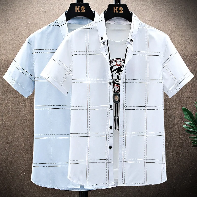 Mens Summer Stripe Trend Shirt Handsome Daily Cardigan Advanced Business Short Sleeve Lapel Loose Street Fashion All-match Style
Mens Summer Stripe Trend Shirt Handsome Daily Cardigan Advanced Business Short Sleeve Lapel Loose Street Fashion All-match Style