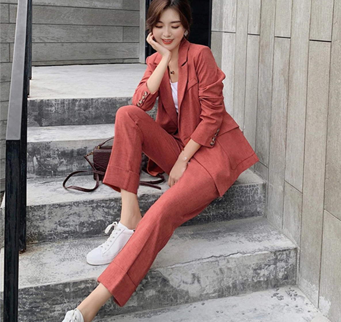Vintage Spring Women's Pantsuit Notched Blazer Jacket & NICE Office Wear Female Sets
Vintage Spring Women's Pantsuit Notched Blazer Jacket & NICE Office Wear Female Sets