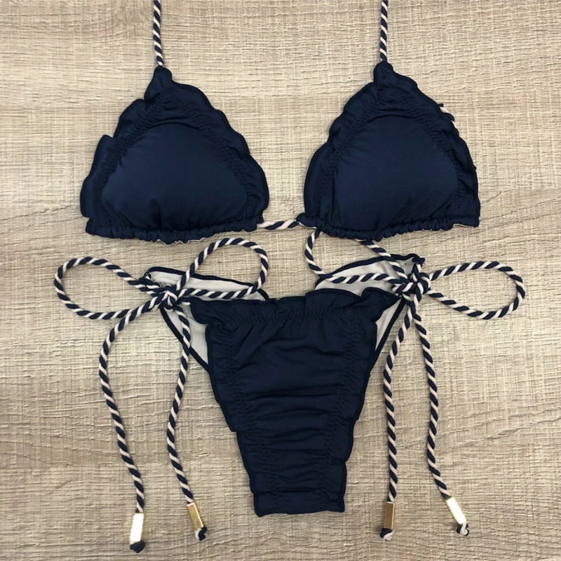 Sexy Blue Micro Swimsuit Thong Brazilian Bikini 2 Pieces Bathing Suit 2020 Swimming Suit for Women Halter String Mini Bikini
Sexy Blue Micro Swimsuit Thong Brazilian Bikini 2 Pieces Bathing Suit 2020 Swimming Suit for Women Halter String Mini Bikini