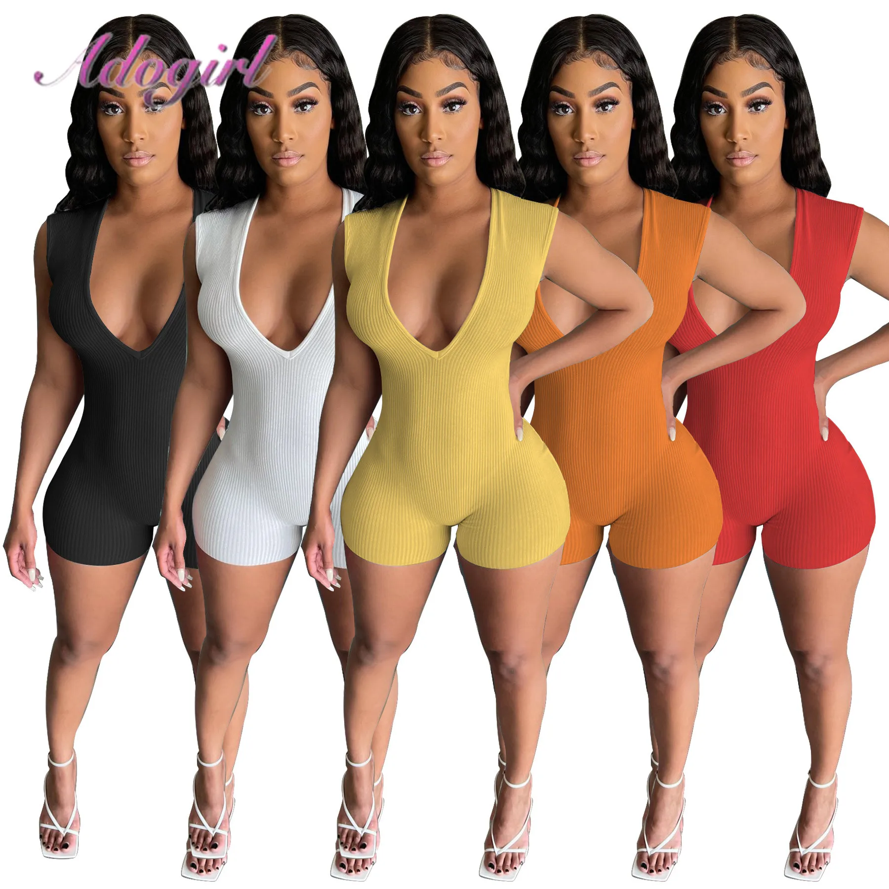 Fitness Summer Activewear Playsuit Solid Color Rib Knit Short Sleeve V Neck Short Skinny Jumpsuit Women Outfit Sporty Rompers
Fitness Summer Activewear Playsuit Solid Color Rib Knit Short Sleeve V Neck Short Skinny Jumpsuit Women Outfit Sporty Rompers
