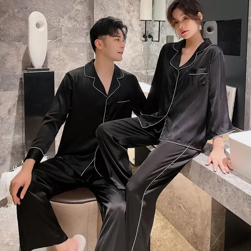 Two Pieces Couplel Pajamas Set Casual Satin Sleepwear Lingerie Lovers' Lounge Wear Shirt&Pants With Buttons Pyjamas Home Clothes
Two Pieces Couplel Pajamas Set Casual Satin Sleepwear Lingerie Lovers' Lounge Wear Shirt&Pants With Buttons Pyjamas Home Clothes