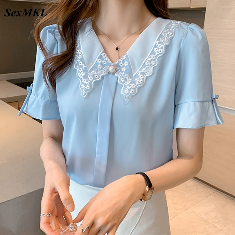 Women White Summer Blouses Oversized 2024 Fashion Lace Patchwork Blue Ladies Tops Elegant Casual Y2k Chiffon Shirts Blusa Mujer
Women White Summer Blouses Oversized 2024 Fashion Lace Patchwork Blue Ladies Tops Elegant Casual Y2k Chiffon Shirts Blusa Mujer