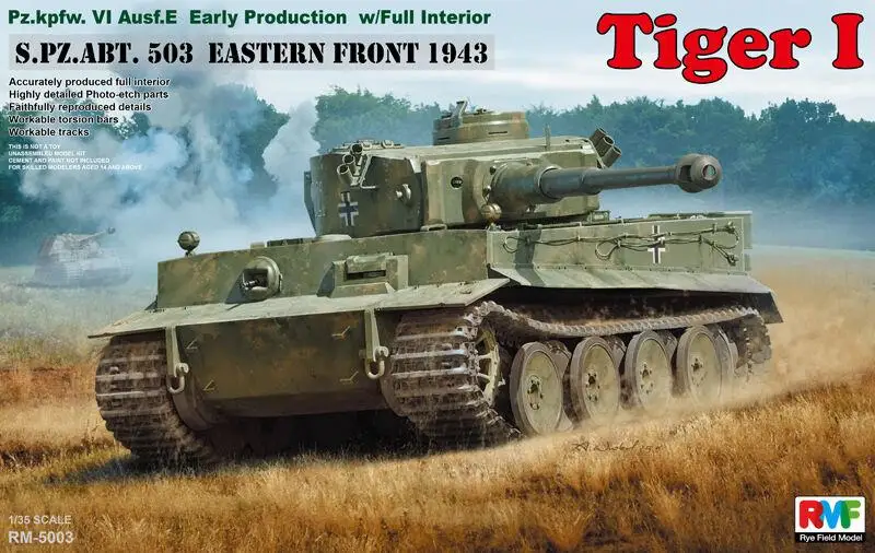 Rye Field Model RFM RM-5003 1/35 Tiger I Early Production w/Full Interior - Scale model Kit
Rye Field Model RFM RM-5003 1/35 Tiger I Early Production w/Full Interior - Scale model Kit