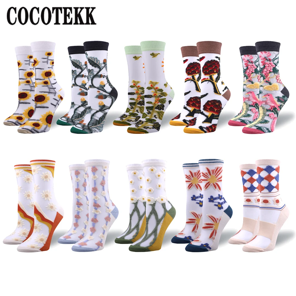 New Fashion Transparent Cotton Cartoon Animal Women Socks Summer Ultra-thin Crew Cass Glass Fiber Silk Socks Flower Bird Style
New Fashion Transparent Cotton Cartoon Animal Women Socks Summer Ultra-thin Crew Cass Glass Fiber Silk Socks Flower Bird Style