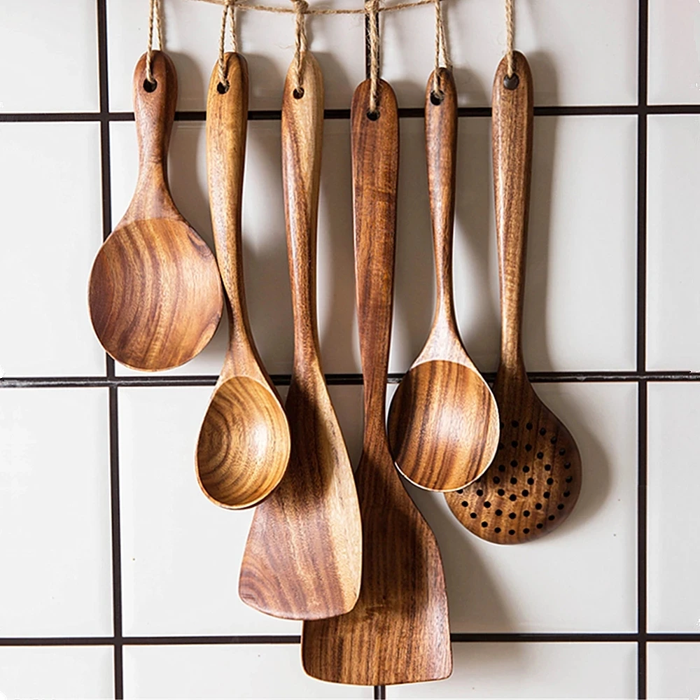 1-9pcs/set Teak natural wood tableware spoon colander spoon special nano soup skimmer cooking spoon wooden kitchen tool kit
1-9pcs/set Teak natural wood tableware spoon colander spoon special nano soup skimmer cooking spoon wooden kitchen tool kit