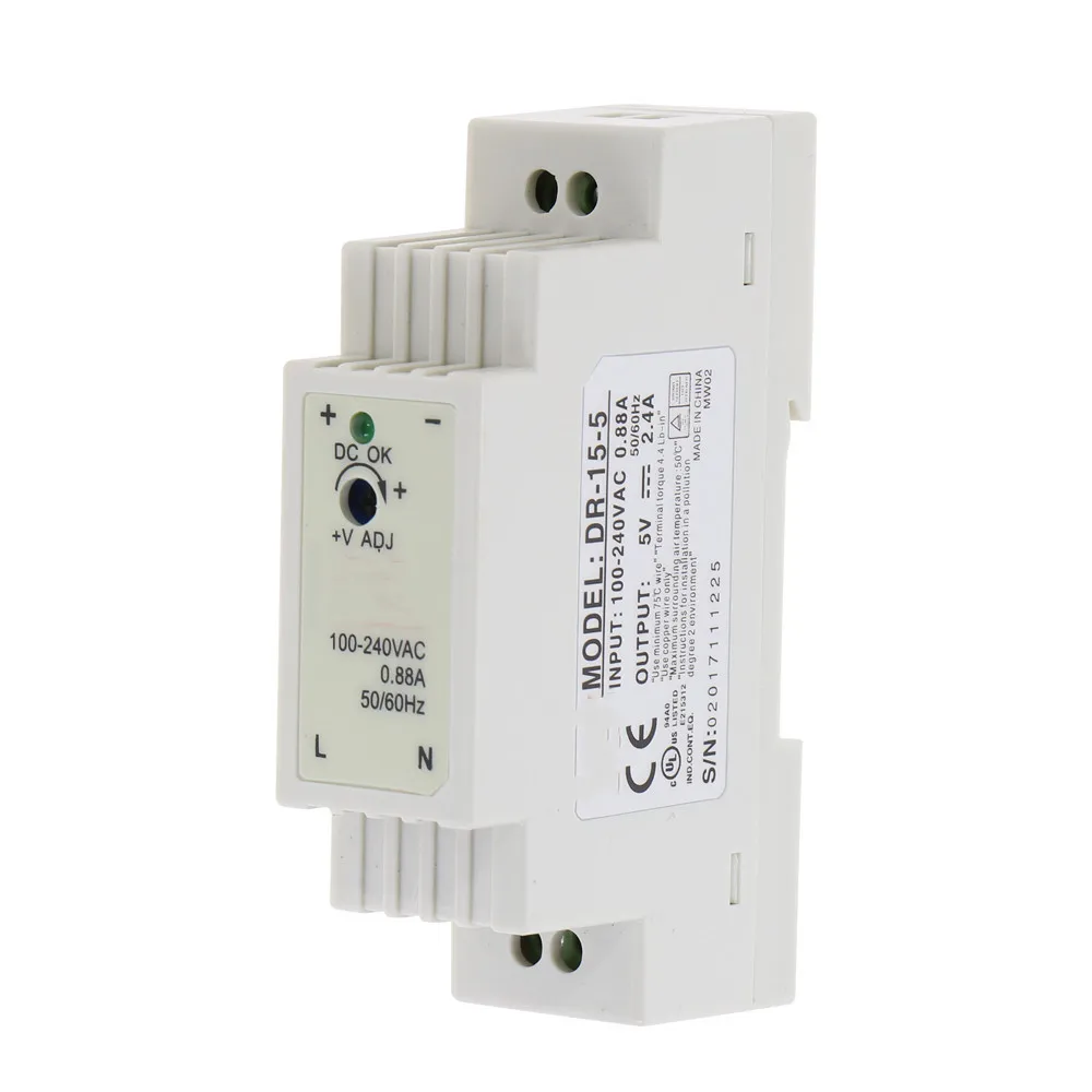 DR-15 15W Single Output 5V 12V 15V 24V Din Rail Mounting Industrial Switching Power Supply
DR-15 15W Single Output 5V 12V 15V 24V Din Rail Mounting Industrial Switching Power Supply