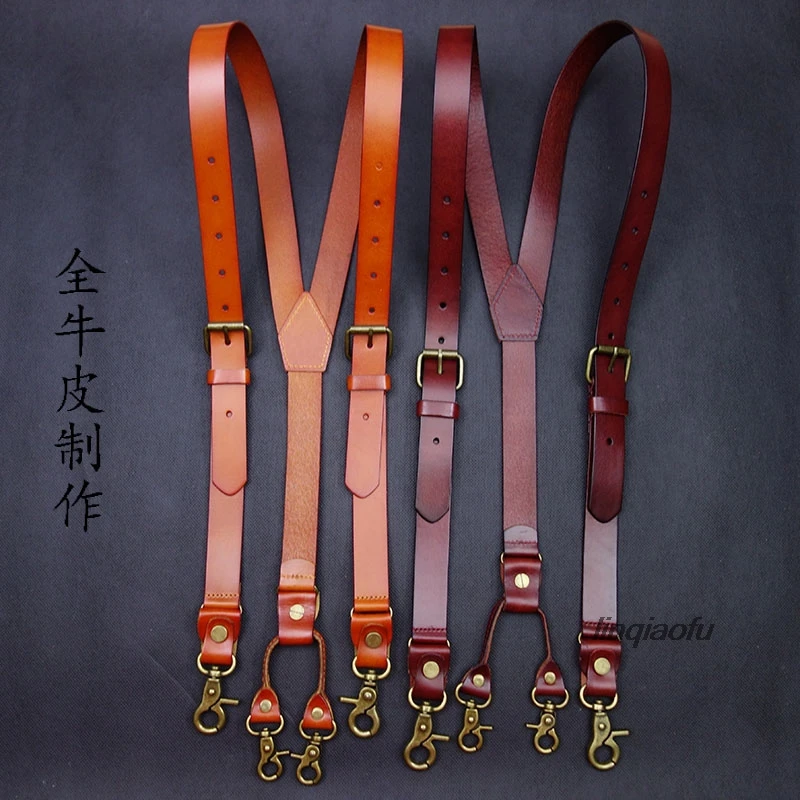 Head layer cowhide strap, vintage leather suspender strap, vegetable tanned leather hook buckle British strap
Head layer cowhide strap, vintage leather suspender strap, vegetable tanned leather hook buckle British strap