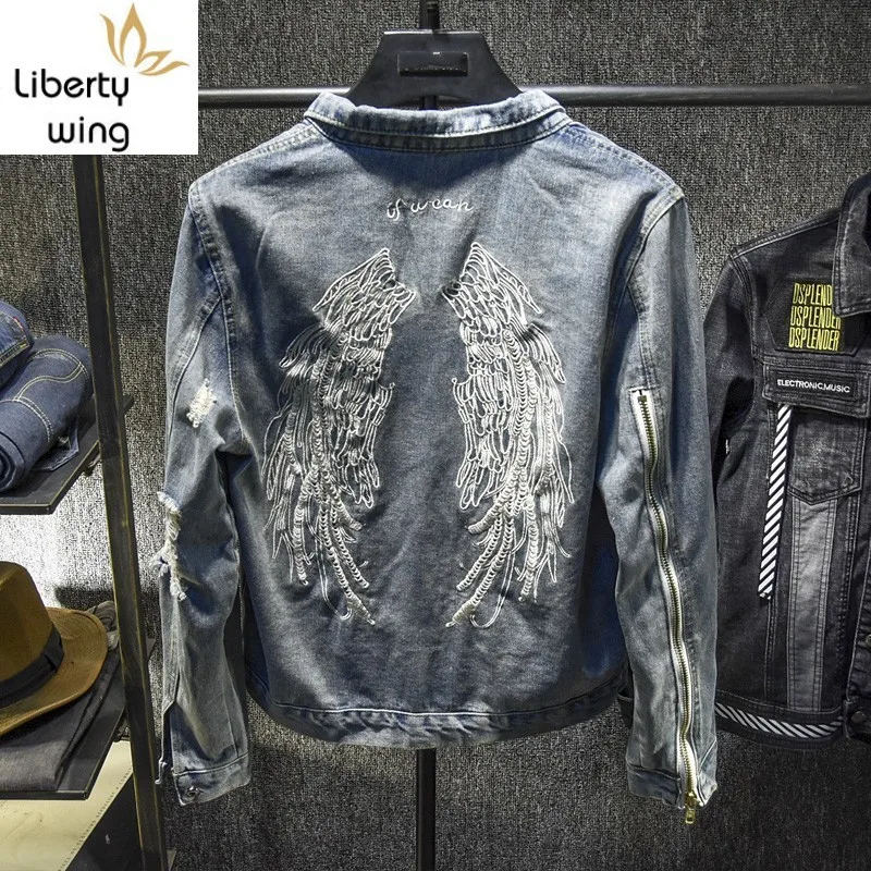 Couple Spring Autumn Korean Slim Fit Denim Jackets Fashion New Back Embroidery Hole Ripped Streetwear Cowboy Coats Plus Size
Couple Spring Autumn Korean Slim Fit Denim Jackets Fashion New Back Embroidery Hole Ripped Streetwear Cowboy Coats Plus Size