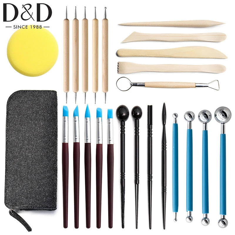 Polymer Clay Ceramic Modeling Tools Kit Dotting Sculpting Pottery Tool 25pcs Bag Included for Porcelain Metal Embossing Carving
Polymer Clay Ceramic Modeling Tools Kit Dotting Sculpting Pottery Tool 25pcs Bag Included for Porcelain Metal Embossing Carving