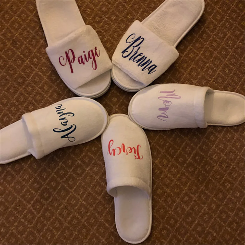 Personalized name logo Wedding bride Slippers custom Monogrammed Hen night closed toe Spa Slippers christmas gifts any language
Personalized name logo Wedding bride Slippers custom Monogrammed Hen night closed toe Spa Slippers christmas gifts any language