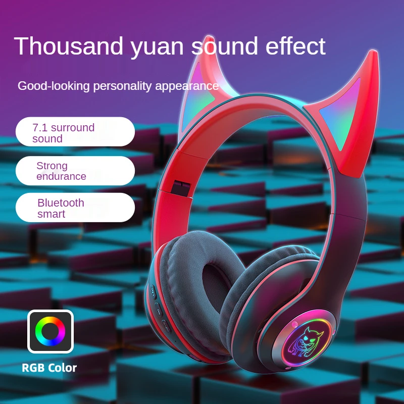 New Little Devil Head-mounted Bluetooth Headset Wireless Luminous Headphones Computer Gaming earphone Halloween Christmas Gift
New Little Devil Head-mounted Bluetooth Headset Wireless Luminous Headphones Computer Gaming earphone Halloween Christmas Gift
