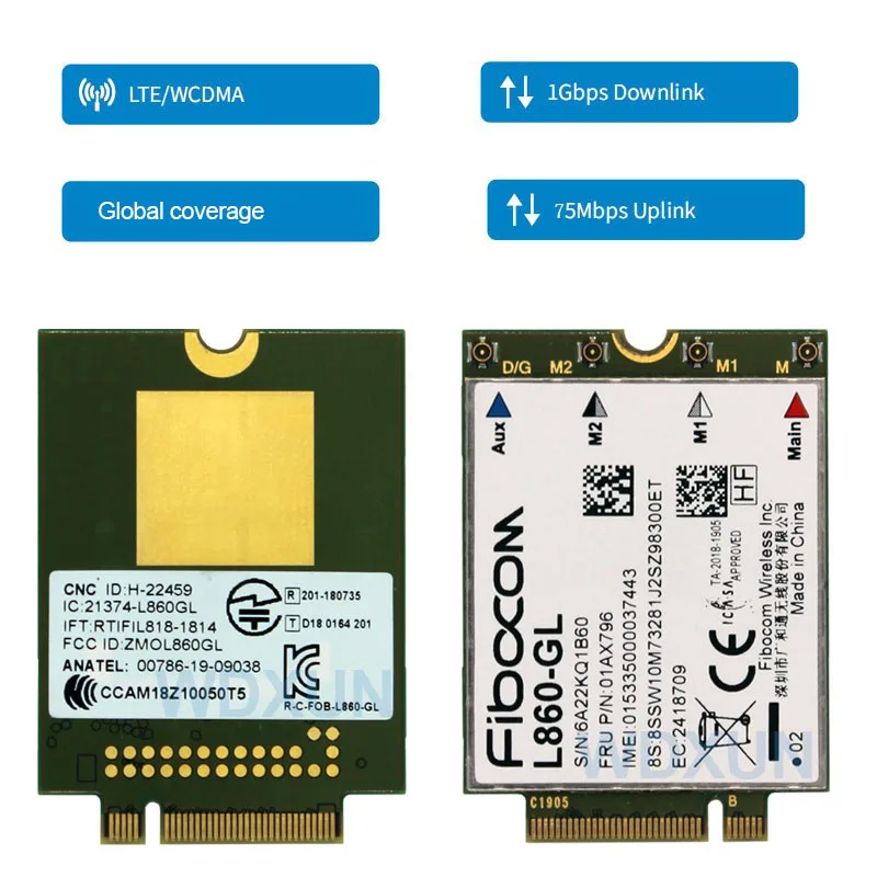 Карта Fibocom L860-GL WWAN для Lenovo IBM Thinkpad X1 carbon 7th 8th Yoga 4th T490 T14 P14s T15 T14s X13 P15s T15g 01AX796
Карта Fibocom L860-GL WWAN для Lenovo IBM Thinkpad X1 carbon 7th 8th Yoga 4th T490 T14 P14s T15 T14s X13 P15s T15g 01AX796