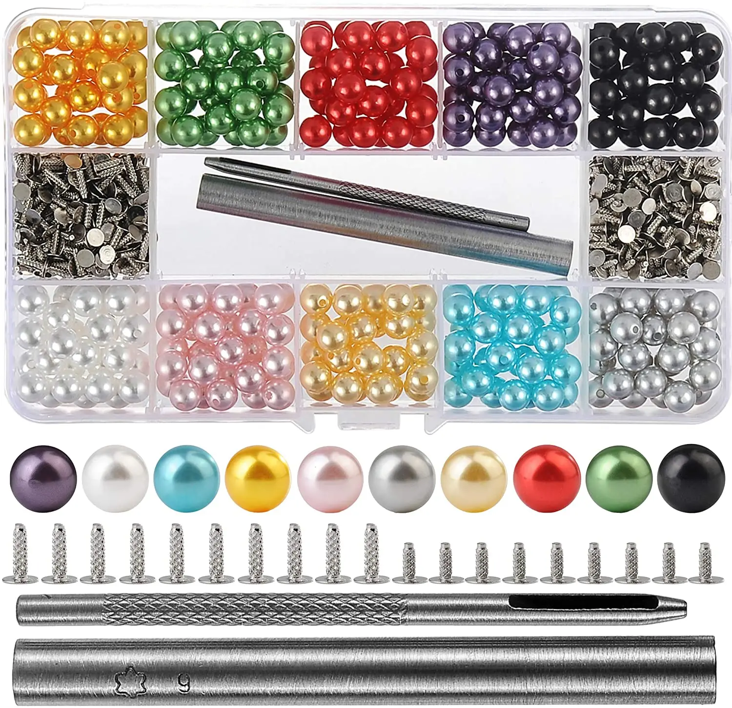 Imitation Pearl Rivet Studs Kit for Clothing Rivet with Tool for Leather Craft Shoes Belts Bags Hats Skirts Beads Accessories
Imitation Pearl Rivet Studs Kit for Clothing Rivet with Tool for Leather Craft Shoes Belts Bags Hats Skirts Beads Accessories