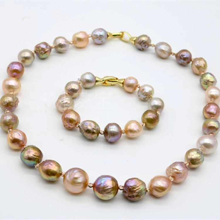 HABITOO 12-14mm Freshwater Pearl Keshi Reborn Multicolor Baroque Necklace Bracelet Jewelry Set Charming Gifts
HABITOO 12-14mm Freshwater Pearl Keshi Reborn Multicolor Baroque Necklace Bracelet Jewelry Set Charming Gifts