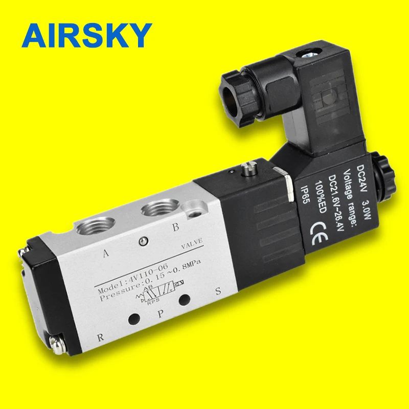 4V110-06 Air Solenoid Valve 1/8" Pneumatic Valve 5/2 Way 5 Port 2 Position DC 12V 24V AC 220V 110V Airtac Reversing Valve Coil
4V110-06 Air Solenoid Valve 1/8" Pneumatic Valve 5/2 Way 5 Port 2 Position DC 12V 24V AC 220V 110V Airtac Reversing Valve Coil