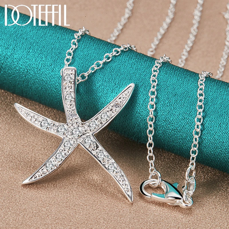 DOTEFFIL 925 Sterling Silver AAA Zircon Sea Star Pendant Necklace 16-30 Chain For Woman Charm Wedding Engagement Fashion Jewelry
DOTEFFIL 925 Sterling Silver AAA Zircon Sea Star Pendant Necklace 16-30 Chain For Woman Charm Wedding Engagement Fashion Jewelry