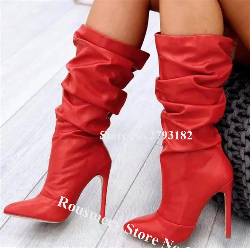 Women Elegant Pointed Toe Stiletto Heel Long High Heel Boots Red Leather Slip-on Loose Boots Club Dress Shoes Big Size Heels
Women Elegant Pointed Toe Stiletto Heel Long High Heel Boots Red Leather Slip-on Loose Boots Club Dress Shoes Big Size Heels