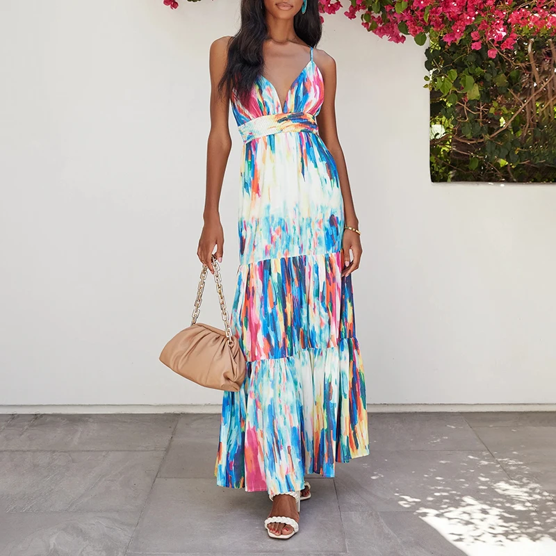 Rocwickline New Summer and Autumn Women's Dress Sexy & Club Print Patchwork V-Neck Spaghetti Strap Ruffles Fit and Flare Dress
Rocwickline New Summer and Autumn Women's Dress Sexy & Club Print Patchwork V-Neck Spaghetti Strap Ruffles Fit and Flare Dress