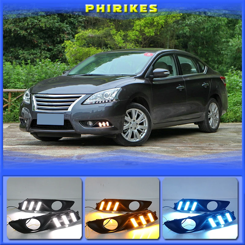 Дневные ходовые огни для Nissan sentra Sylphy 2012 2013 2014, светодиодные дневные ходовые огни, Дневной желтый сигнал поворота, 2 шт.
Дневные ходовые огни для Nissan sentra Sylphy 2012 2013 2014, светодиодные дневные ходовые огни, Дневной желтый сигнал поворота, 2 шт.