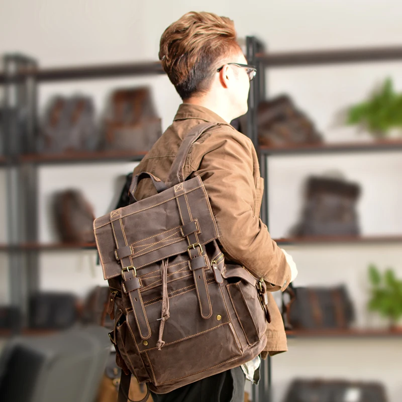 MAKETINA canvas leather neutral backpack large capacity men's crazy horse leather waterproof retro school bag luxury backpack
MAKETINA canvas leather neutral backpack large capacity men's crazy horse leather waterproof retro school bag luxury backpack