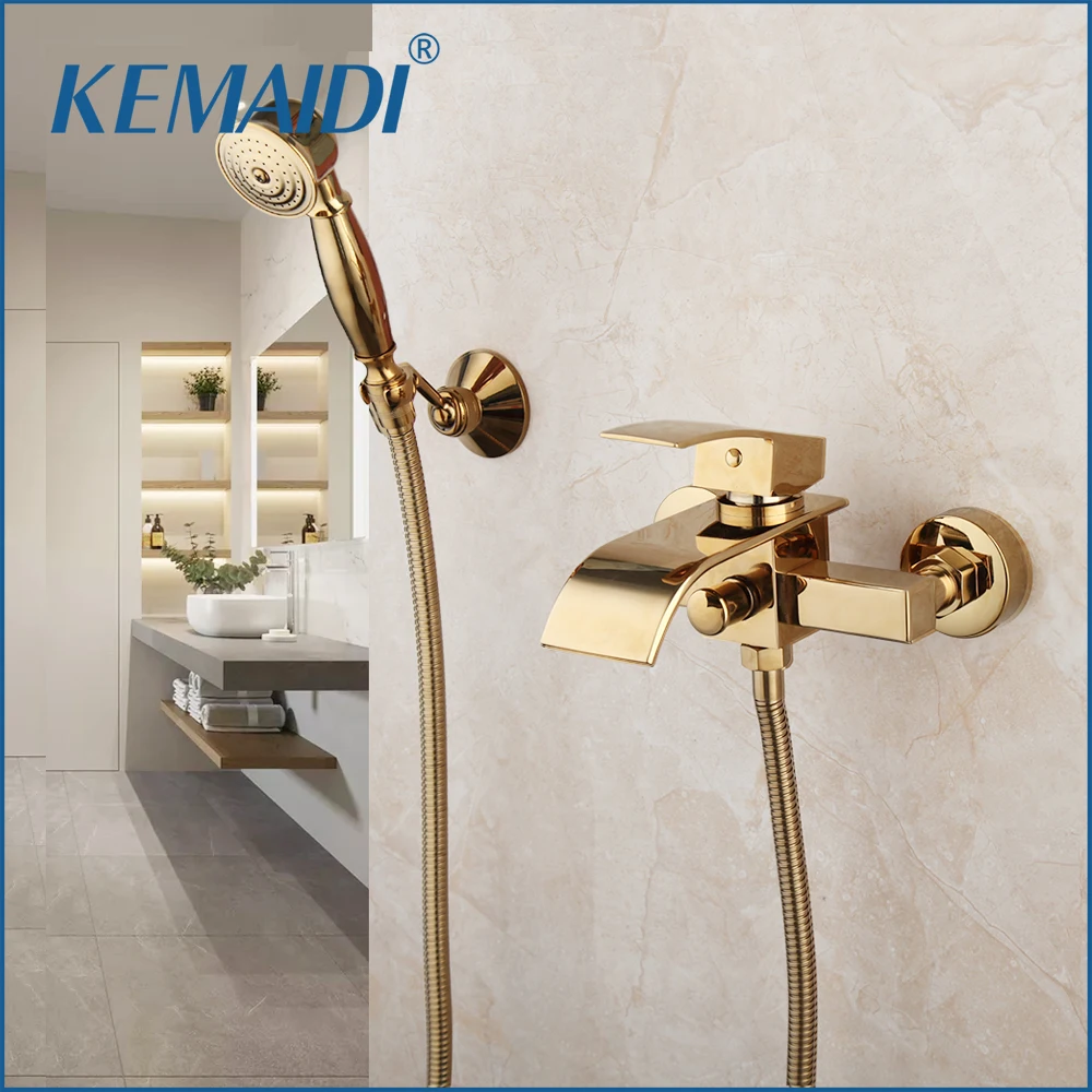 KEMAIDI Golden Plated Bathroom Shower Faucet Wall Mounted ORB Black Bathtub Mixer Shower Set Faucet W/ Hand Spray Kits
KEMAIDI Golden Plated Bathroom Shower Faucet Wall Mounted ORB Black Bathtub Mixer Shower Set Faucet W/ Hand Spray Kits
