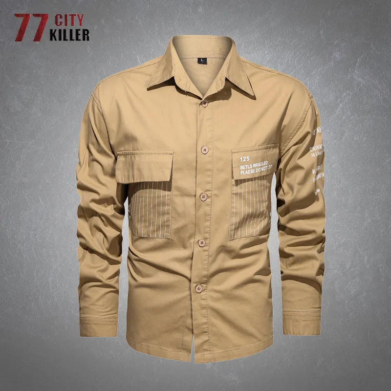 Cargo Shirts Men Spring Summer Casual Solid Color Printing Loose Long Sleeve Cardigan Male New Cotton Mens Shirts Big Size 6XL
Cargo Shirts Men Spring Summer Casual Solid Color Printing Loose Long Sleeve Cardigan Male New Cotton Mens Shirts Big Size 6XL